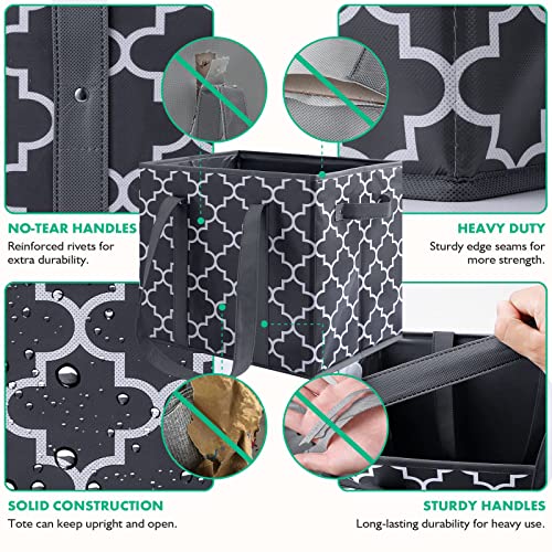 WISELIFE Reusable Grocery Bags 2-Pack Foldable Washable Large Storage Bins Basket Water Resistant Shopping Tote Bag Dark Grey - color: Dark Grey, size: 2 Pack