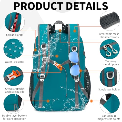45L Lightweight Packable Backpack – Durable Foldable Daypack for Travel, Hiking, and Gym (Green) - color: 45l-green
