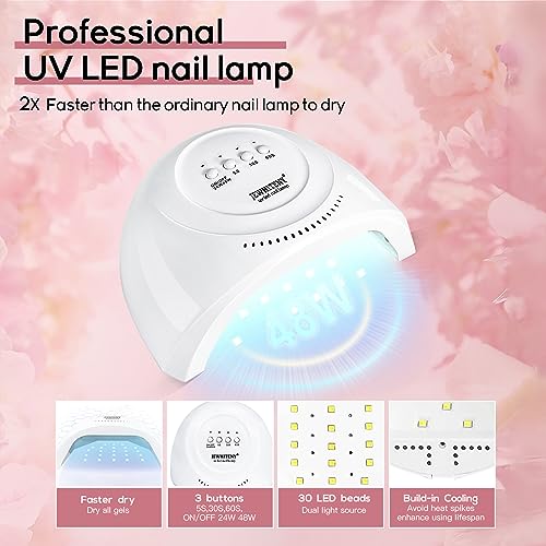 JEWHITENY 14 Colors Poly Extension Gel Nail Kit With U V Lamp Nude Pink White Brown All In One Poly Gel Starter Kit With Base Top Coat Manicure Salon Frence Nail Art DIY - color: A04