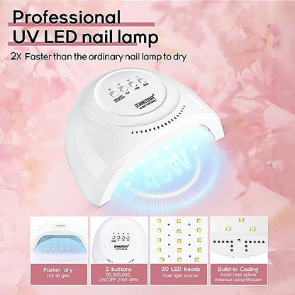 JEWHITENY 14 Colors Poly Extension Gel Nail Kit With U V Lamp Nude Pink White Brown All In One Poly Gel Starter Kit With Base Top Coat Manicure Salon Frence Nail Art DIY - color: A04