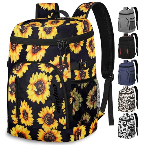 Capolo Cooler Backpack for Men Women Insulated Backpack Cooler Leak Proof Thermal Bag Beverage Soft Cooler Bag Lunch Backpack for Camping 30/45 Cans - color: Sunflower, size: 30 Cans