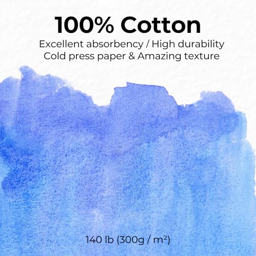 Funto 100% Cotton Watercolor Paper Postcards, 28 Blank Cards + 2 Stamp Sheets, 4x6, 140lb/300gsm, Cold Press, Acid-Free Heavyweight for Artists & Beginners - style: 4x6 Postcards-100% Cotton