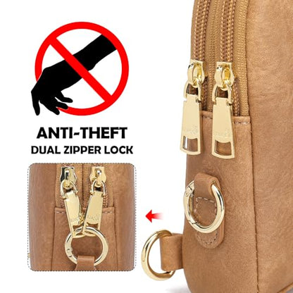 Haytijoe Small Anti Theft Crossbody Bag for Women Faux Leather Lightweight Sling Bags RFID Blocking Fanny Pack for Travel - color: Earth Yellow