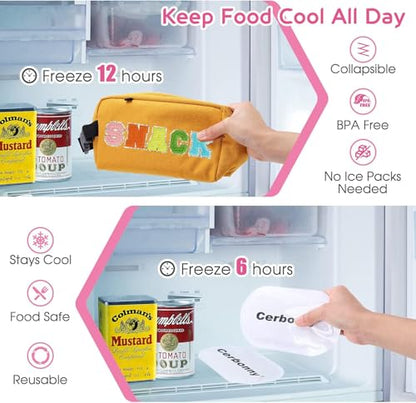 Freezable Lunch Bag,Freezable Snack Bag,Mini Cooler Bag for Travel/Work/School,Small Insulated Bag,Small Cooler Lunch Box with Ice Packs,Insulated Snack Bag,Freezable Snack Box with Handle Buckle - color: Yellow-snack