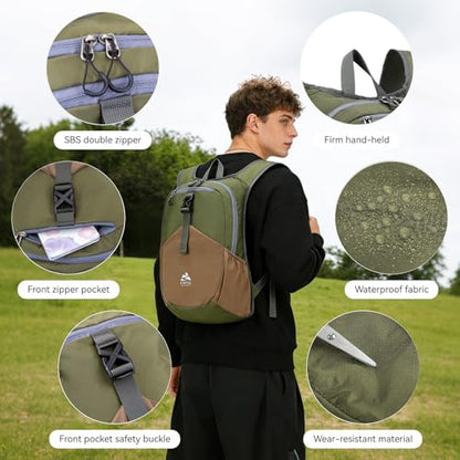 15L Small Hiking Backpack for Men Women Lightweight Packable Backpack Foldable Casual Daypack for Camping Travel Outdoor, Green - color: Green