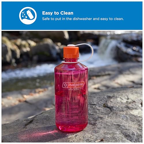 Nalgene 32 oz Narrow Mouth Water Bottle | BPA-Free, Durable & Leak Proof, Lightweight for Hiking & Gym – Thrill & Motion, Fuschia Purple w/Flame - color: Fuchsia Purple w/Flame, size: 32 Ounces