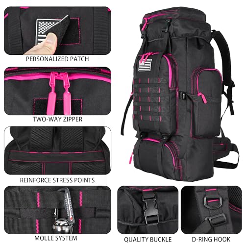 Hiking Backpack for Men 70L/100L Camping Backpack Military Rucksack Molle 3 Days Assault Pack for Climbing | Camping Backpack - color: 70l-blackrose