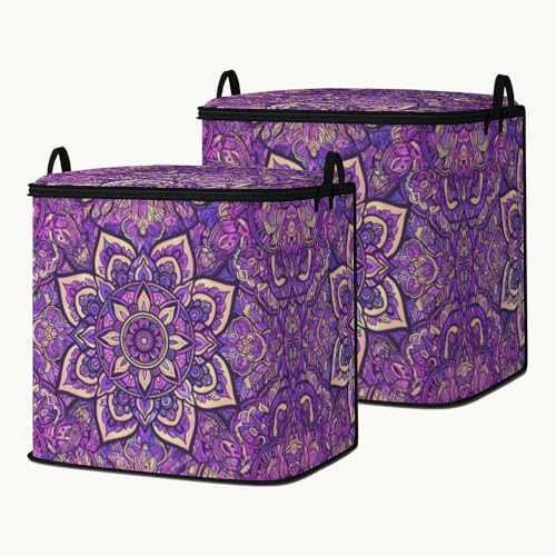 2pcs closet organizers and storage under bed,clothing blanket sweater sheet bedding comforter duvet quilt pillow toy storage bags with lids,dorm room essentials for containers 95L - color: 34