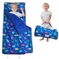 Lasoftan Toddler Nap Mat with Pillow and Blanket, Extra Large Rolled Napping Mats,Slumber Bags for Boys Girls,Kids Sleeping Bag for Daycare, Preschool Travel Camping - color: Blue Dinosaur