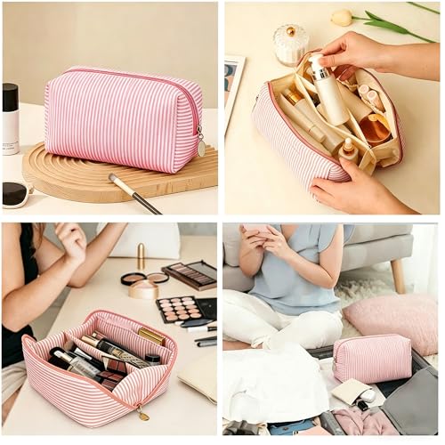 2pcs Makeup Bag Travel Toiletry Bag for Women Lightweight Make Up Bag Purse Organizer Pouches Large Cosmetic Bag Small Makeup Pouch Medicine Bag Travel Essentials for Women Pink - color: pink