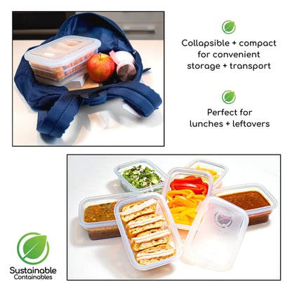 Premium Silicone Collapsible Food Storage Containers with Silicone Leakproof Lids, Platinum Food-Grade, BPA Free, LFGB Certified, Compact, Reusable Lunch Box, Microwave Safe, 4.9 Cups 3 Pk - color: 1160 ml (4.9 cups) - 3 Pack