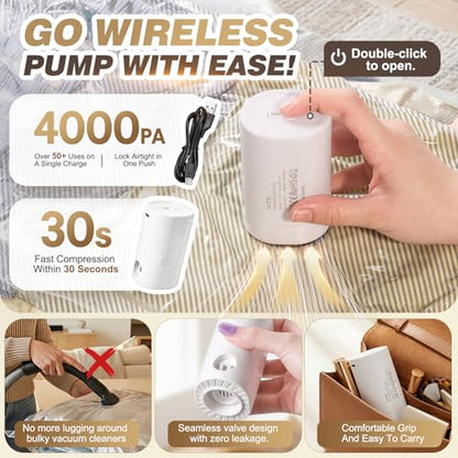Vacuum Seal Bags for Clothing Travel with Rechargeable Electric Pump, Space Saver Vacuum Storage Bags Travel, Reusable Compression Bags for Luggage Home (14pcs Stripes) - color: 14pcs Stripes