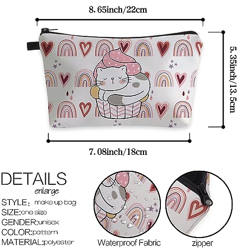 Deanfun Small Makeup Case - Cute and Waterproof Cosmetic Bag for Women(Rainbow, Cat, Cake D5-56370) - color: Rainbow, Cat, Cake 56370