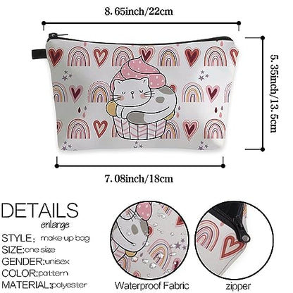 Deanfun Small Makeup Case - Cute and Waterproof Cosmetic Bag for Women(Rainbow, Cat, Cake D5-56370) - color: Rainbow, Cat, Cake 56370