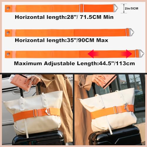 TOOVREN 2-in-1 Travel Belt for Luggage Straps Add a Bag Bungees Suitcase Luggage Strap Over Handle Suitcases Belt for Carry On Bag Adjustable Backpack Attachment Airport Travel Accessories Orange - color: Orange