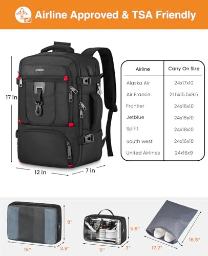 YAMTION Carry On Backpack,Travel Backpack with 3 Packing Cubes for Men Women,Laptop Backpack Airline Approved Weekender Bag Mochila de Viaje - size: M-4 packs