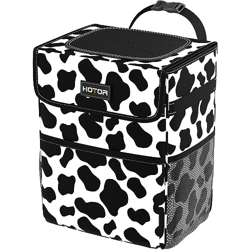 HOTOR Car Trash Can - Leak-Proof Car Organizer and Storage Bag for The Back/Front/Console of Any Cars,Sedans, SUVs & Trucks Easy-to-Install Car Accessory Interior, Cow Print - color: Cow, size: 2 Gallons