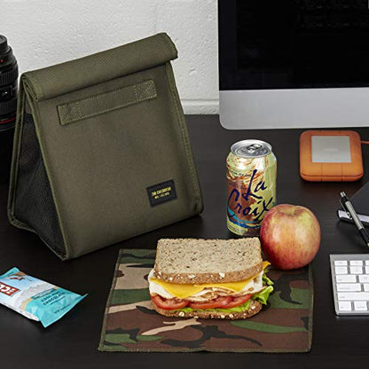 2nd Childhood Rolltop Lunch Bag for Work or School – Compact, Foldable & Low Profile Design – Insulated Reusable Bag with Handle – Slim, Durable & Stylish - 3.5L (Green) - color: Green