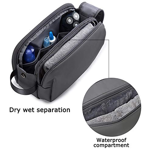 BAGSMART Toiletry Bag for Men, Travel Toiletry Organizer Dopp Kit Water-resistant Shaving Bag for Toiletries Accessories, Door Room Essentials,Grey-large - color: Grey, size: Large