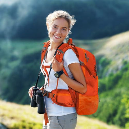 Maelstrom Hiking Backpack, 40L Waterproof Camping Daypack for Men and Women, Lightweight Travel Pack with Rain Cover (Orange) - color: Orange