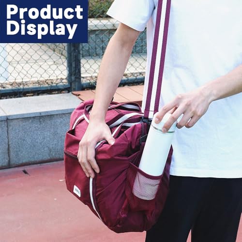 Arxus Foldable Tote Bag for Travel Expandable Lightweight Carry On Luggage 22L Packable Duffle Bag for Traveling - color: Wine Red