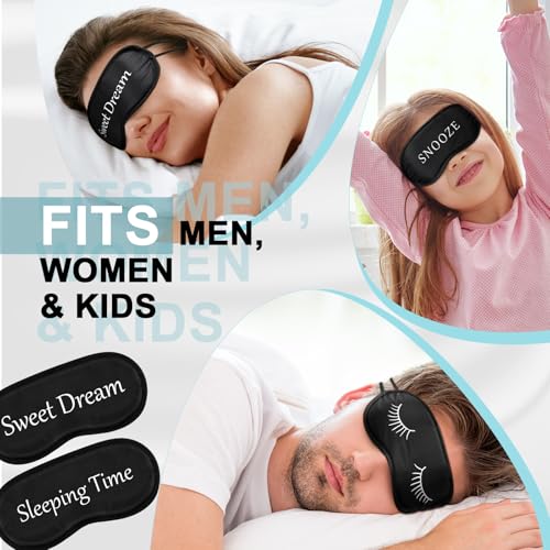Eurzom 20 Pieces Funny Sleeping Eye Mask Bulk with Adjustable Strap Sleep Blackout Eye Mask for Night Blindfold Cover for Spa Women Men Adult Pajama Party Favors(Black) - color: Black