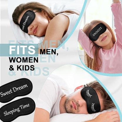 Eurzom 20 Pieces Funny Sleeping Eye Mask Bulk with Adjustable Strap Sleep Blackout Eye Mask for Night Blindfold Cover for Spa Women Men Adult Pajama Party Favors(Black) - color: Black