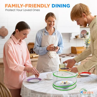 Pop Up Mesh Food Covers - Collapsible Pop Up Food Cover Set for Camping, Picnic and Outdoors - Complete with Plastic Food Cover Wraps
