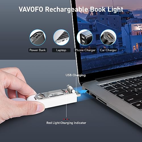 VAVOFO USB Rechargeable Bookmark Reading Light, Blue Light Blocking Amber LEDs for Bedtime Reading - Clip On, 9 Lighting Modes - color: White