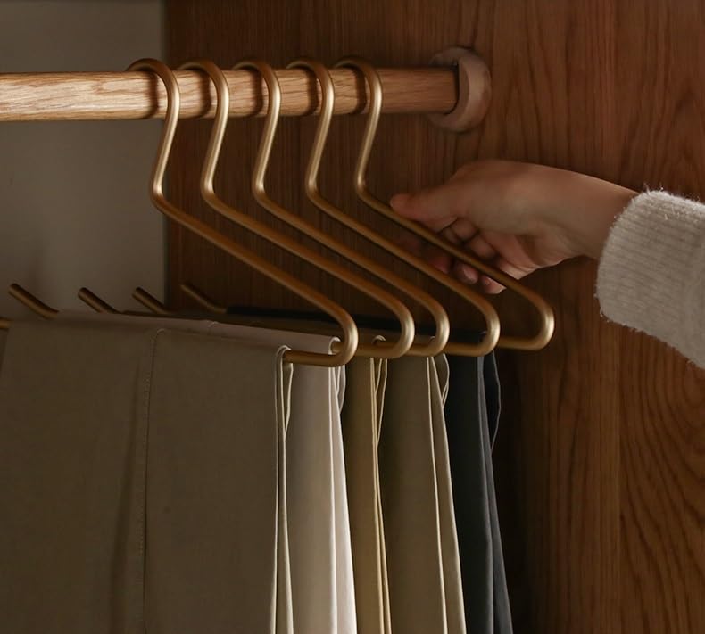 Premium Matte Gold Aluminum Pants Hanger 10 Pack, 13.7” Extra Smooth & Durable Metal Shirt Dress Hanger,Aluminum Alloy Hanger,Clothing Support,Clothing Hang - style: Golden Pants Hanger（10）
