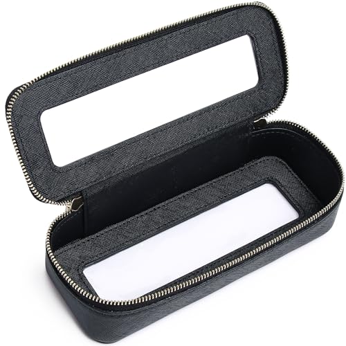 Pinkmik Makeup Brush Bag Slim Clear Makeup Bag Transparent Travel Cosmetic Case & Toiletry Bag with Zipper Small Beatuy Makeup Bag Purse Organizer for Women (Black, SLIM) - color: Black, size: SLIM