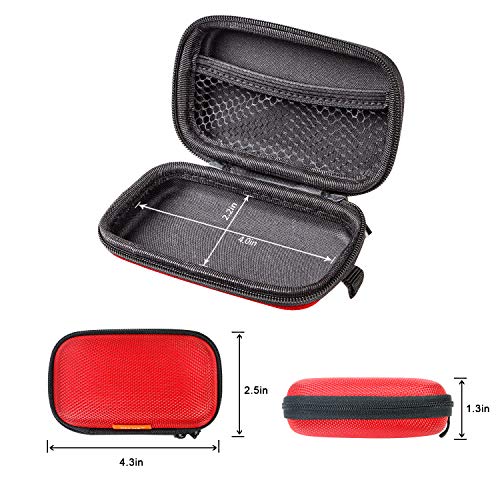 Red Rectangle Small EVA Case - Portable Protection Hard Shell Exterior Lightweight Universal Zipper Pouch Carrying Bag for Earbud, Headset, Charger, Airpods, iPod, USB Cable, MP3, Key, Change Purse - color: Red