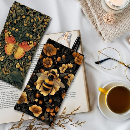 Eyeglasses Sunglasses Case PU Soft Squeeze Top Glasses Pouch for Women Men,Animal Pattern Portable Anti Scratch - color: Brown-butterfly01