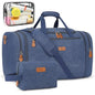 Canvas Mens Duffle Bag for Travel - Expandable 50L Weekender Bags with Toiletry Bag, Overnight Bag Travel Duffel Carry On Luggage with Removable Shoulder Strap, Durable & Water-Resistant - color: 6-Navy Blue
