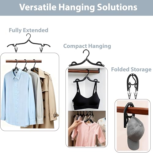Travel Hangers, Cruise Ship Essentials Travel Essentials, Portable Cruises Must Haves 2026, Folding Hangers for Suitcase, RV Camping Airplane Europe Vacation Essential (30, Black) - color: Black