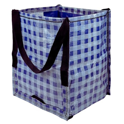 DURASACK Heavy Duty Storage Tote Bag 22-Gallon Rugged Woven Polypropylene Moving Bag, Reusable Self-Standing Design, Holds up to 500 Pounds, Single, Gingham Blue - color: Gingham Blue, size: Single