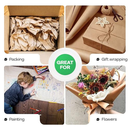 Brown Paper Roll 48" x 1200" (100 feet) - USA-Made Thick Kraft Paper Roll 50lb Thickness for Packing, Moving, Shipping & Crafts/Arts - 100% Recycled Natural Craft Wrapping Material by IDL Packaging - color: Brown, size: 48"x100' (#50 thick)