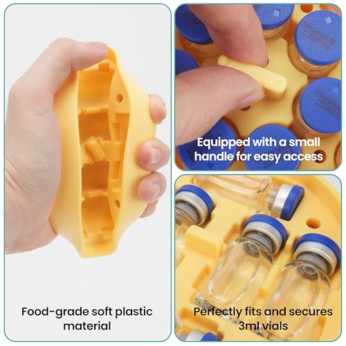 3ml Vial Insert (1 Short +2 Tall) Compatible with Hydrapeak Food Jars,Vial Insert Peptide Storage Set for 32/25/18oz Hydrapeak Food Thermos, Maximum Hold 48 Vials, Yellow.(No vials/Jar Included) - size: 1 short +2 tall (Fit 32 Ounce Hydrapeak Food Jar)