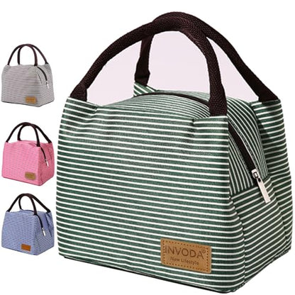 Lunch Bags Reusable Lunch Tote Bags Portable Lunch Cooler Bag Lunch Holder Insulated Lunch Box Bag for Picnic Office Beach (Green) - color: Green