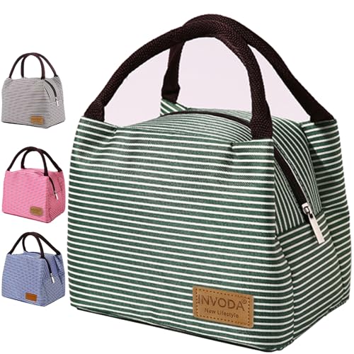 Lunch Bags Reusable Lunch Tote Bags Portable Lunch Cooler Bag Lunch Holder Insulated Lunch Box Bag for Picnic Office Beach (Green) - color: Green
