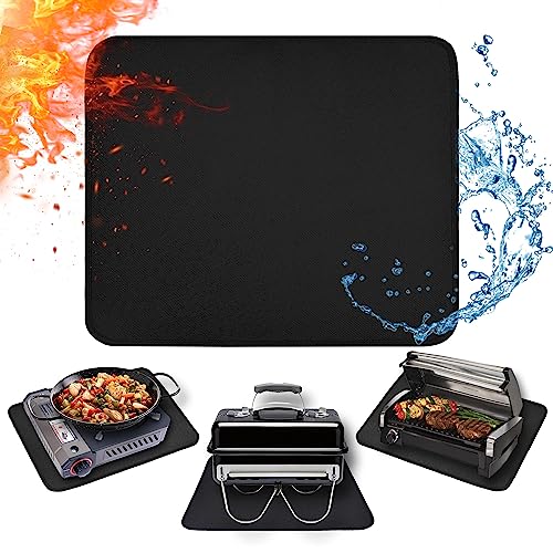 15 x 18 in Fireproof Grill Mats for Outdoor Tabletop Grill to Protect Your Grill Table - Heat Resistant Grill Table Mat - Waterproof & Oilproof BBQ Mat - Black (1mm) - color: Black, size: 18"L x 15"W