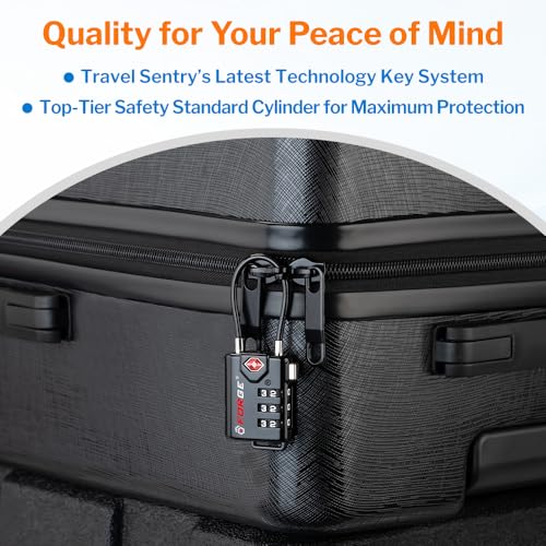 TSA Approved Cable Luggage Locks, Re-settable Combination with Alloy Body, Black 1 Lock. - color: Black Single Pack