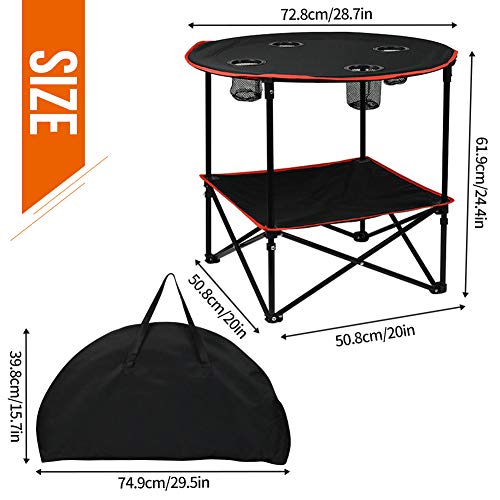Camping Table Portable Folding Camping Side Table for Outdoor Picnic, Beach, Games, Camp, & Patio Tables Folding with 4 Cup Holders & Carry Case for Travel & Storage, Premium 600D Canvas& Steel Frame | 600D Canvas with Carry Case for Travel & Storage, For