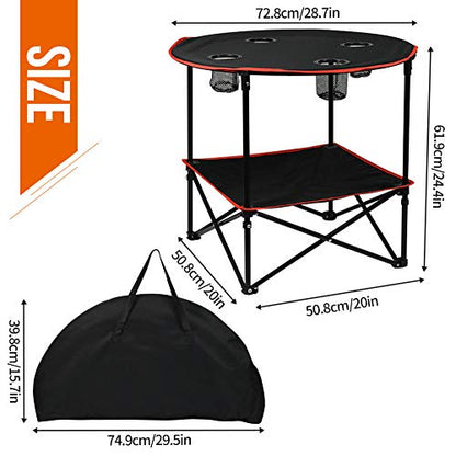 Camping Table Portable Folding Camping Side Table for Outdoor Picnic, Beach, Games, Camp, & Patio Tables Folding with 4 Cup Holders & Carry Case for Travel & Storage, Premium 600D Canvas& Steel Frame | 600D Canvas with Carry Case for Travel & Storage, For