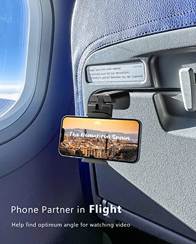 MiiKARE Travel Essentials Airplane Phone Holder, Universal Handsfree Phone Mount for Flying with 360 Degree Rotation, Travel Must Haves Phone Stand for Desk, Tray Table, Pro - color: Pro