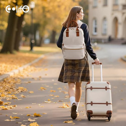 Coolife Luggage Set 3 Piece Suitcase Set Carry On Luggage Hardside Luggage TSA Lock Spinner Wheels Telescopic Handle (White, 3 piece set (BP/TB/20)) - color: White, size: 3 piece set (BP/TB/20)