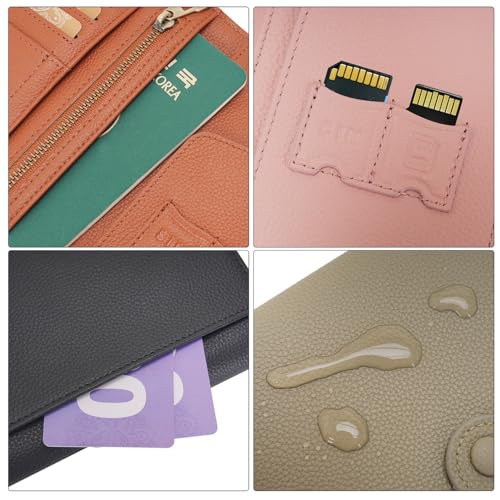WASON Leather Passport Cover Wallet - Travel Passport Holder with RFID, Card Slots, Cash Pocket, Coin Purse, Tracker Slot, Boarding Pass and Ticket Organizer for Men and Women (Pink) - color: Pink