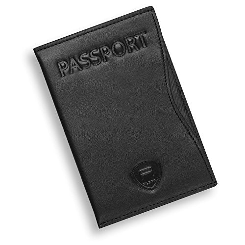 Alban RFID Passport Holder Women Men RFID Blocking Travel Passport Wallet Case Genuine Leather Passport Cover porta pasaporte - color: Black