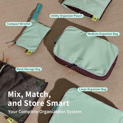 Morning Deer Packing Cubes for Travel,5 Set Hanging Luggage Storage Organizer Bags for Suitcase, Optimized Packing Bags Perfect for Vacation or Business, Organize Clothes, Shoes, Toiletries,Cards