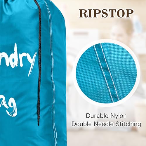 2 Pack XL Travel Laundry Bags for Dirty Clothes - Extra Large Heavy Duty Drawstring Laundry Bag Holds 4 Loads - Cruise Ship, Camping, Road Trip, Vacation Essentials Must Haves 2025 2026 - color: Gray + Sky Blue